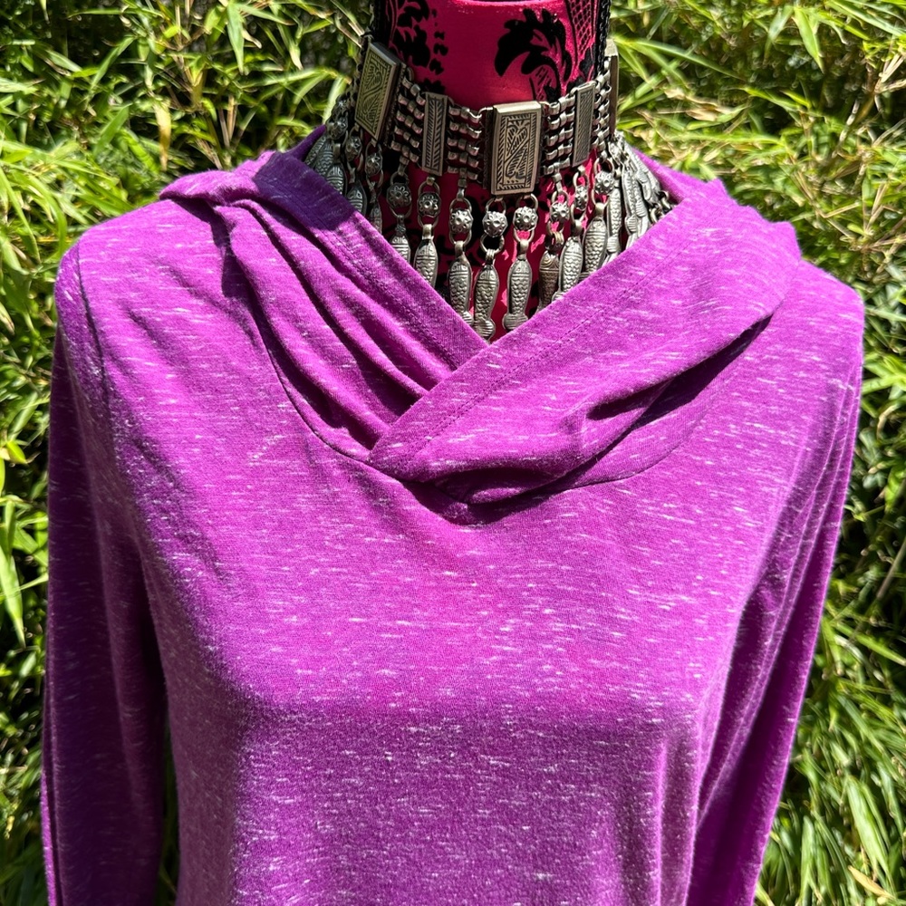 Lightweight Long Sleeve Hoodie Top Tee Magenta
